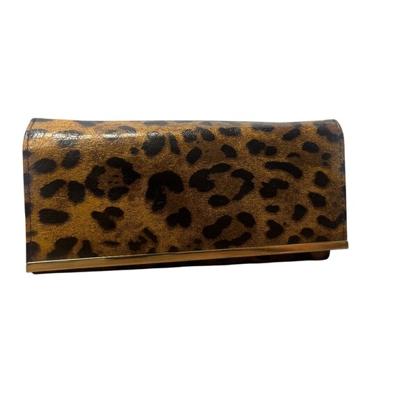 Leopard Print Safe Keeper Wallet Trifold Clutch Style Card Slots & ID Holder - Picture 1 of 14